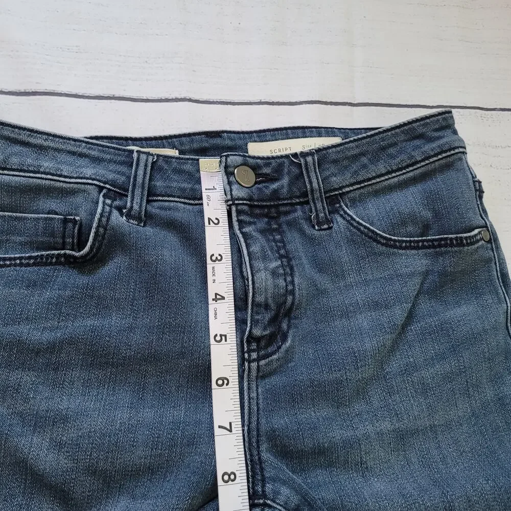 Pilcro and The Letterpress Size 28‎ Medium Wash Raw Hem Skinny Jeans Script